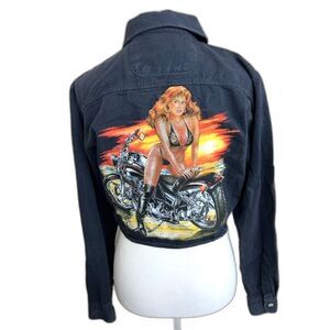 🌼 FINAL PRICE Bikers World Denim Cropped Biker Top